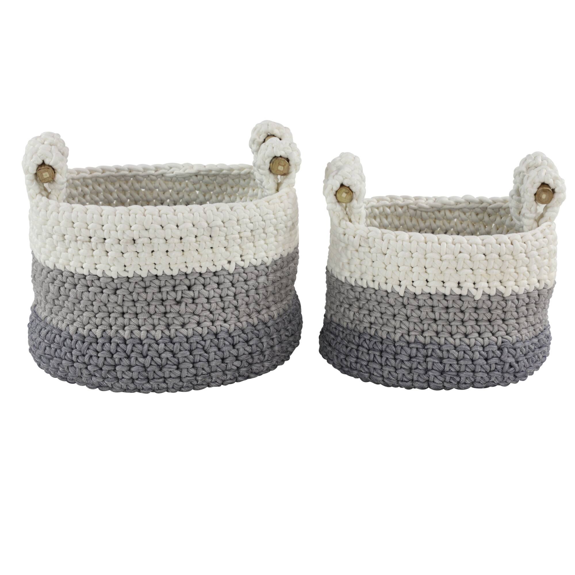 Gray Polyester Country Storage Basket Set
